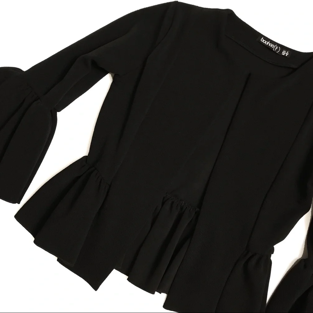 boohoo Black Lightweight Blazer with Bell Sleeves - Picture 6 of 12